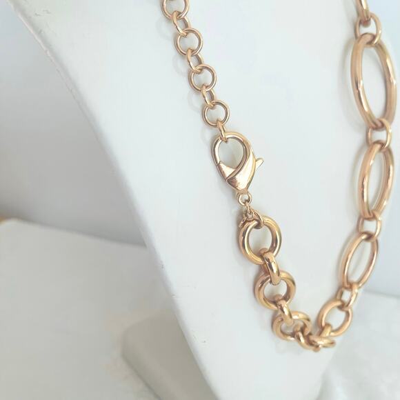 MILOR ITALY BRONZE Large Graduated Circle Link Necklace Signed Gold Tone - Picture 4 of 8